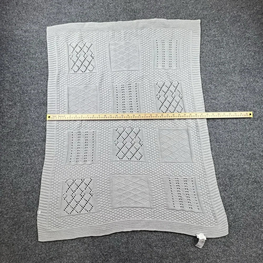 Elegant Baby Light Grey 100% Cotton Patchwork‎ Knit Pointelle Blanket
